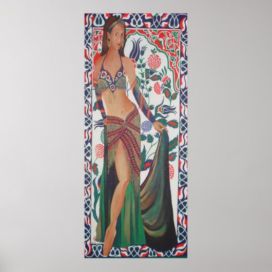 Turkish Belly Dancer With Traditional Art Backgrou Poster (Vorne)