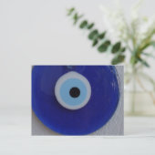TURKISH BLUE GLASS EVIL EYE AMULET Postcard Postkarte (Stehend Vorderseite)