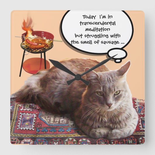 TURKISH CAT IN  TRANSCENDENTAL MEDITATION QUADRATISCHE WANDUHR (Vorderseite)