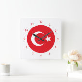 Turkish flag Wall Clock Quadratische Wanduhr (Zuhause)