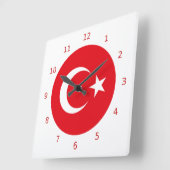 Turkish flag Wall Clock Quadratische Wanduhr (Winkel)