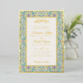 Turkish Geometric Motif Pattern Islamic Wedding Folieneinladung (Stehend vorne)