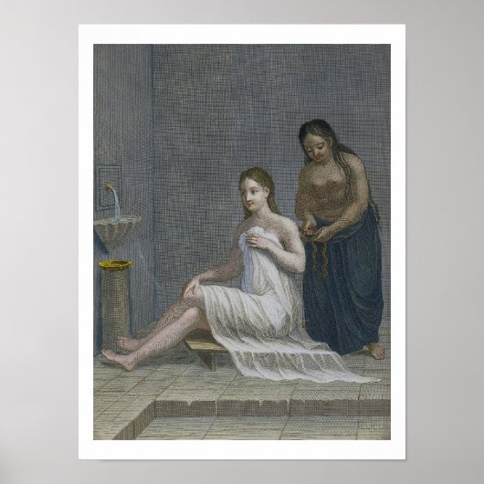 Turkish Girl, having her hair braided in the baths Poster (Vorne)