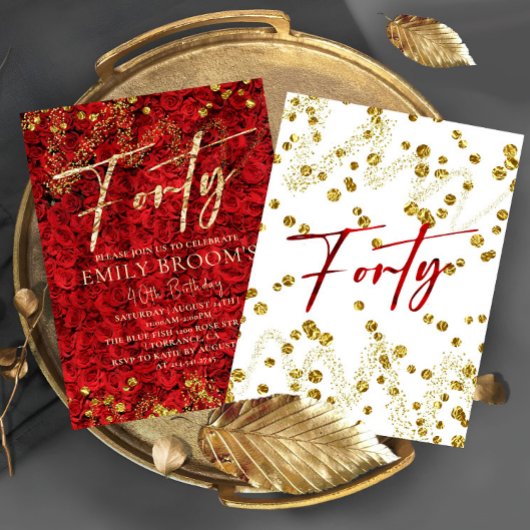 Turkish Roses 40th Birthday Forty Invitation Einladung