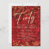 Turkish Roses 40th Birthday Forty Invitation Einladung (Vorderseite)
