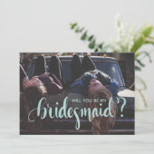 Türkiskalligrafie wird meine Bridesmaid sein Einladung (Stehend Vorderseite)