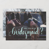 Türkiskalligrafie wird meine Bridesmaid sein Einladung (Vorne/Hinten)