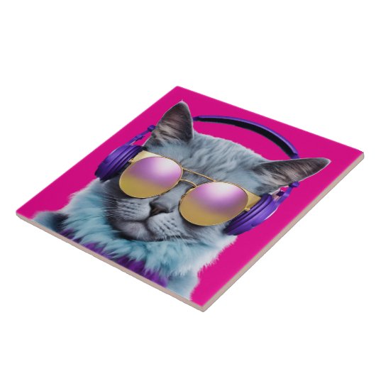 Türkiskatzendekoration Fliese (Seite)