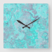 Türkismarmor Abstrakt Quadratische Wanduhr (Vorderseite)