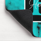 Türkismarmor Ausgereifter Monogramm-Name Mousepad (Ecke)