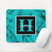 Türkismarmor Ausgereifter Monogramm-Name Mousepad (Mit Mouse)