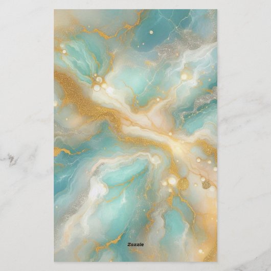 Türkismarmor mit goldenen Wirbel Briefpapier (Rückseite)