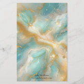 Türkismarmor mit goldenen Wirbel Briefpapier (Vorderseite)