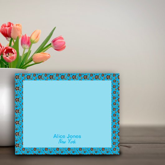 Türkismuster braune natürliche Blume Notizblock