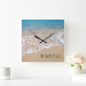 Türkisozeanstrand mit Brandung Quadratische Wanduhr (Zuhause)
