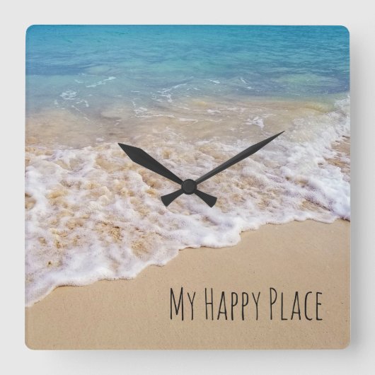 Türkisozeanstrand mit Brandung Quadratische Wanduhr (Vorderseite)