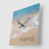 Türkisozeanstrand mit Brandung Quadratische Wanduhr (Winkel)