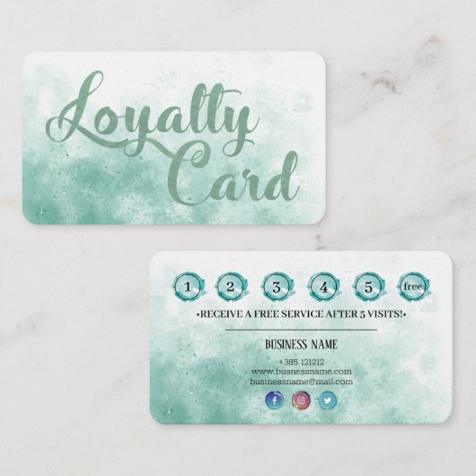 TürkispastellAquarell Beschaffenheits-Folieneffekt Treuekarte (Vorne/Hinten)