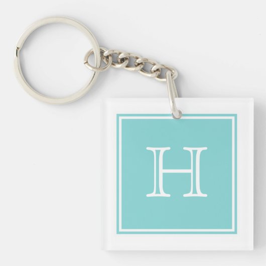 Türkisquadrat Monogram Acrylic Schlüsselanhänger (Vorderseite)
