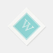 Türkisquadrat Monogram Papier Napkins Serviette (Ecke)