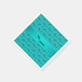 Türkisräder mit personalisiertem Namen Serviette (Ecke)