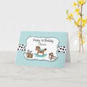 Türkisrockpferd Personalisiert Geburtstag Karte (Gelbe Blume)