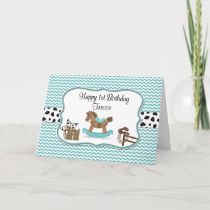 Türkisrockpferd Personalisiert Geburtstag Karte