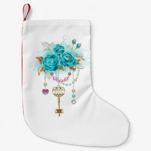 Türkisrosen mit Schlüsseln Kleiner Weihnachtsstrumpf