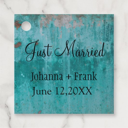 Türkisrost | Just Married Geschenkanhänger (Vorderseite)