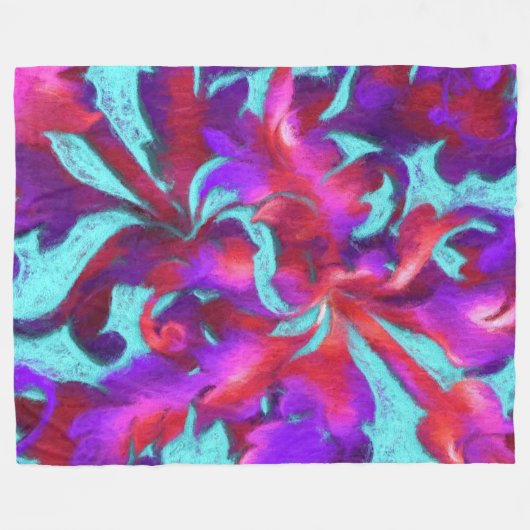 Türkisrot Lila kalter Damaskus Fleecedecke (Vorderseite (Horizontal))