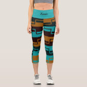 Türkisrot und braun capri leggings (Vorderseite)