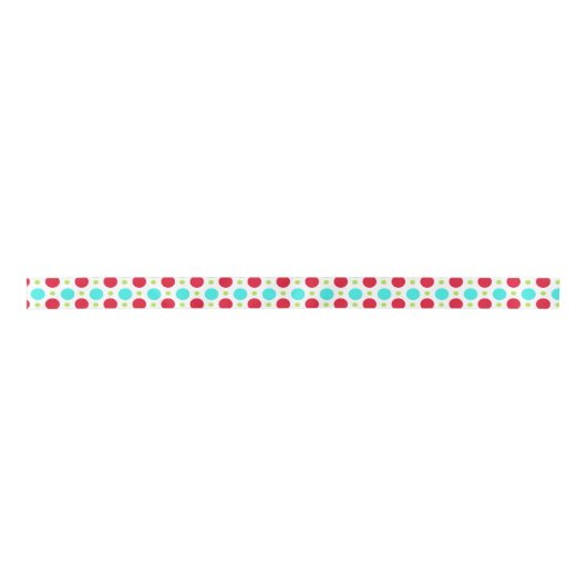 Türkisrot und grüner Polka Dot Ribbon Satinband (Vorderseite)