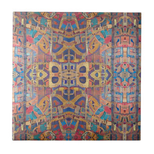 Türkisrote, türkisfarbene, rote Mosaikkunst c Fliese