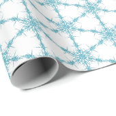 Türkisschneeflocken auf Weiß Geschenkpapier (Rolleneckpunkt)