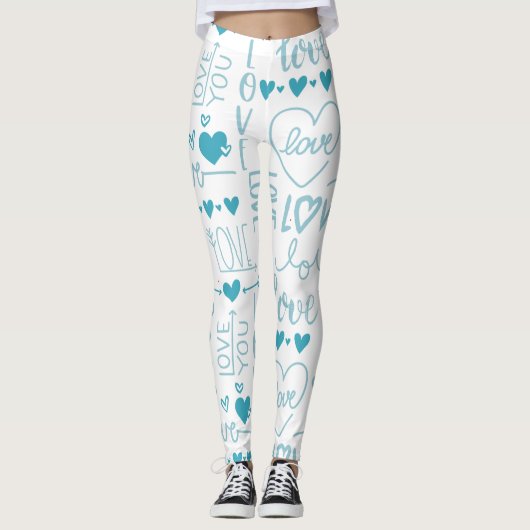 Türkisspass und moderne Liebe und Herz Leggings (Vorderseite)