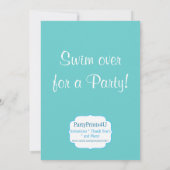 Türkisstreifen, rosa Polka Dot Brünett Mermaid Einladung (Rückseite)