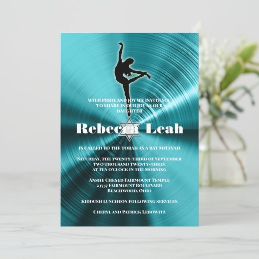 Türkistanz Tanztänzerin Bat Mitzvah Einladung (Stehend Vorderseite)