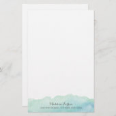 Türkiswatercolor-personalisiertes Briefpapier (Vorne/Hinten)