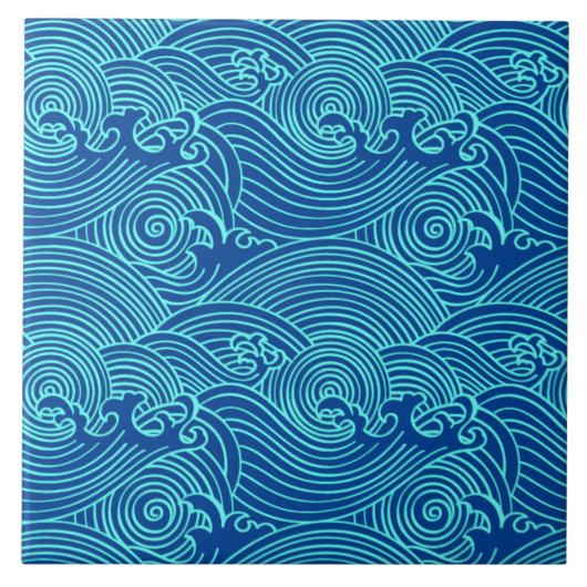 Türkiswaves Euclidean Muster Keramik Tile Fliese (Vorderseite)