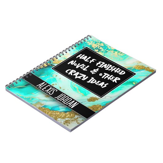 Türkisweißer Marmor Schwarz und Weiß Graffiti Notizblock (Linke Seite)