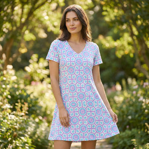 Türkisweißes und Lila, elegantes geometrisches Mus Stoff