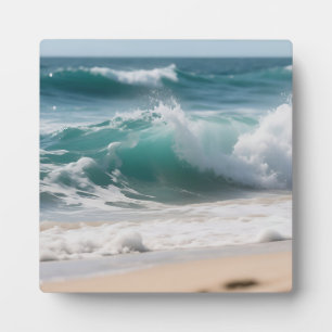 Türkiswelle stürzt auf den Strand Fotoplatte