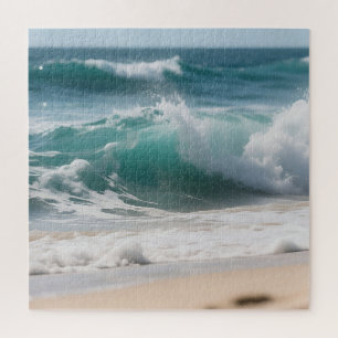 Türkiswelle stürzt auf den Strand Puzzle