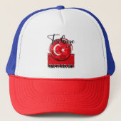 Türkiye-Flagge, Vintager Fußball Truckerkappe (Vorderseite)