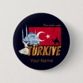 Türkiye Istanbul Vintage Flagge Türkei Souvenir Button (Vorderseite)