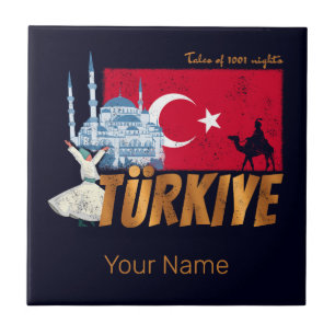 Türkiye Istanbul Vintage Flagge Türkei Souvenir Fliese