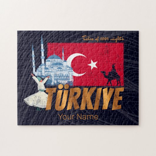 Türkiye Istanbul Vintage Flagge Türkei Souvenir Puzzle (Horizontal)