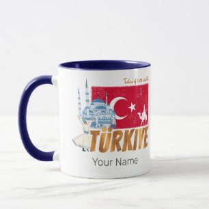Türkiye Istanbul Vintage Flagge Türkei Souvenir Tasse