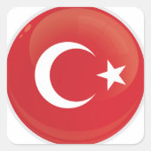 Turkiye Round Icon Flag Quadratischer Aufkleber (Vorderseite)