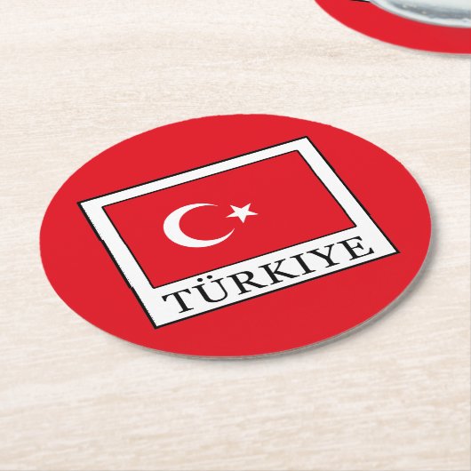 Türkiye Runder Pappuntersetzer (Angewinkelt)